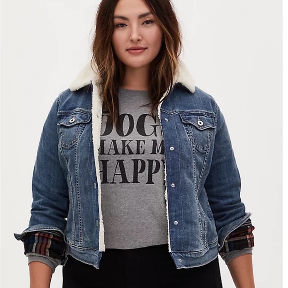 torrid Jackets & Blazers - DENIM SHERPA JACKET